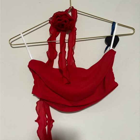Red tube top with rose 🌹 - Picture 1 of 3